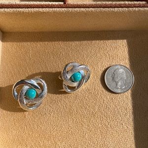 Sarah Coventry clip on silver and turquoise vintage 40-50s costume jewelry